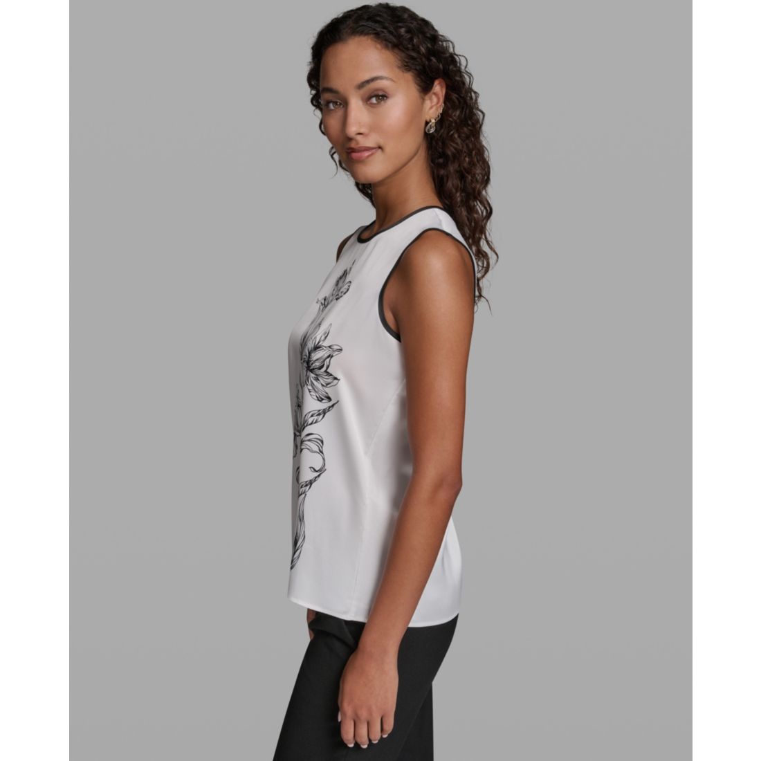 Karl Lagerfeld Paris Women's Woven Crew Neck Top