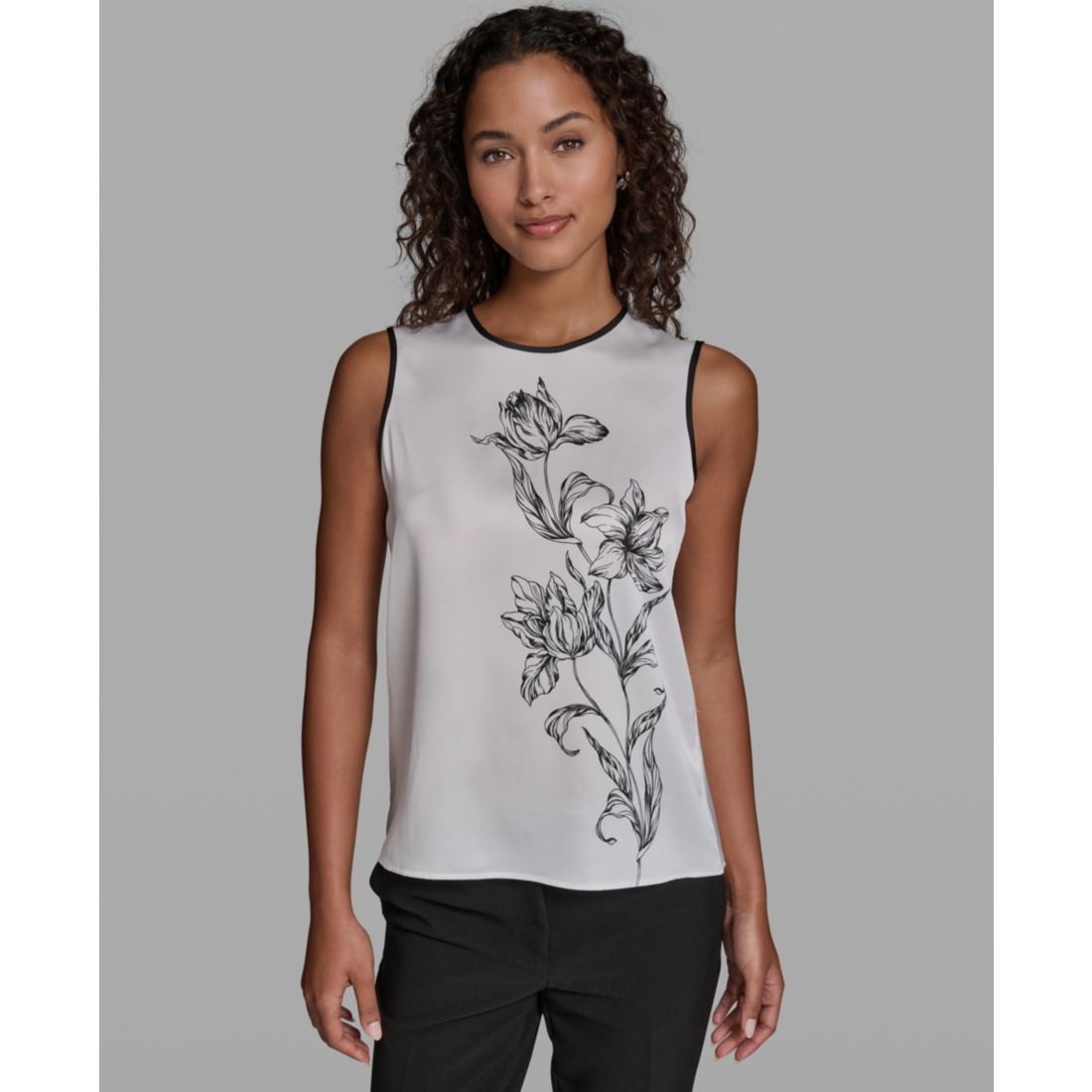 Karl Lagerfeld Paris Women's Woven Crew Neck Top