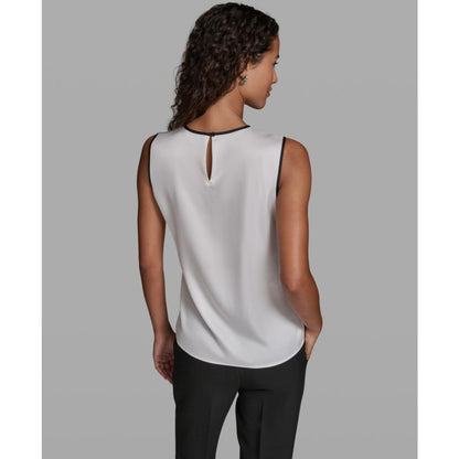 Karl Lagerfeld Paris Women's Woven Crew Neck Top