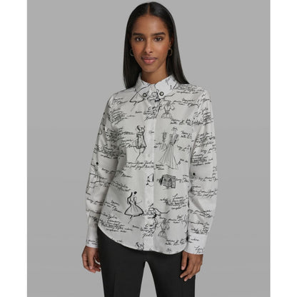 Karl Lagerfeld Paris Women's Collared Woven Blouse