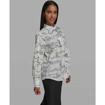 Karl Lagerfeld Paris Women's Collared Woven Blouse