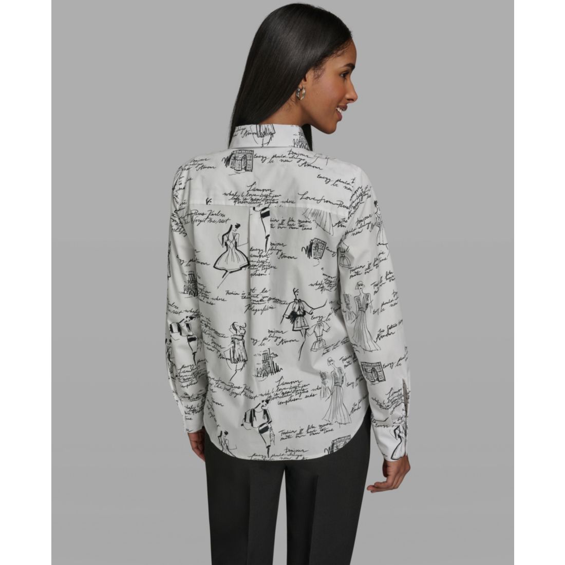 Karl Lagerfeld Paris Women's Collared Woven Blouse
