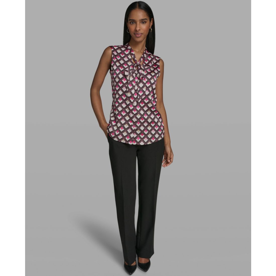 Karl Lagerfeld Paris Women's V-Neck Woven Blouse