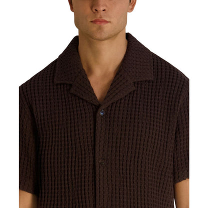Karl Lagerfeld Paris Men's Camp Collared Textured Short-Sleeve Woven Shirt