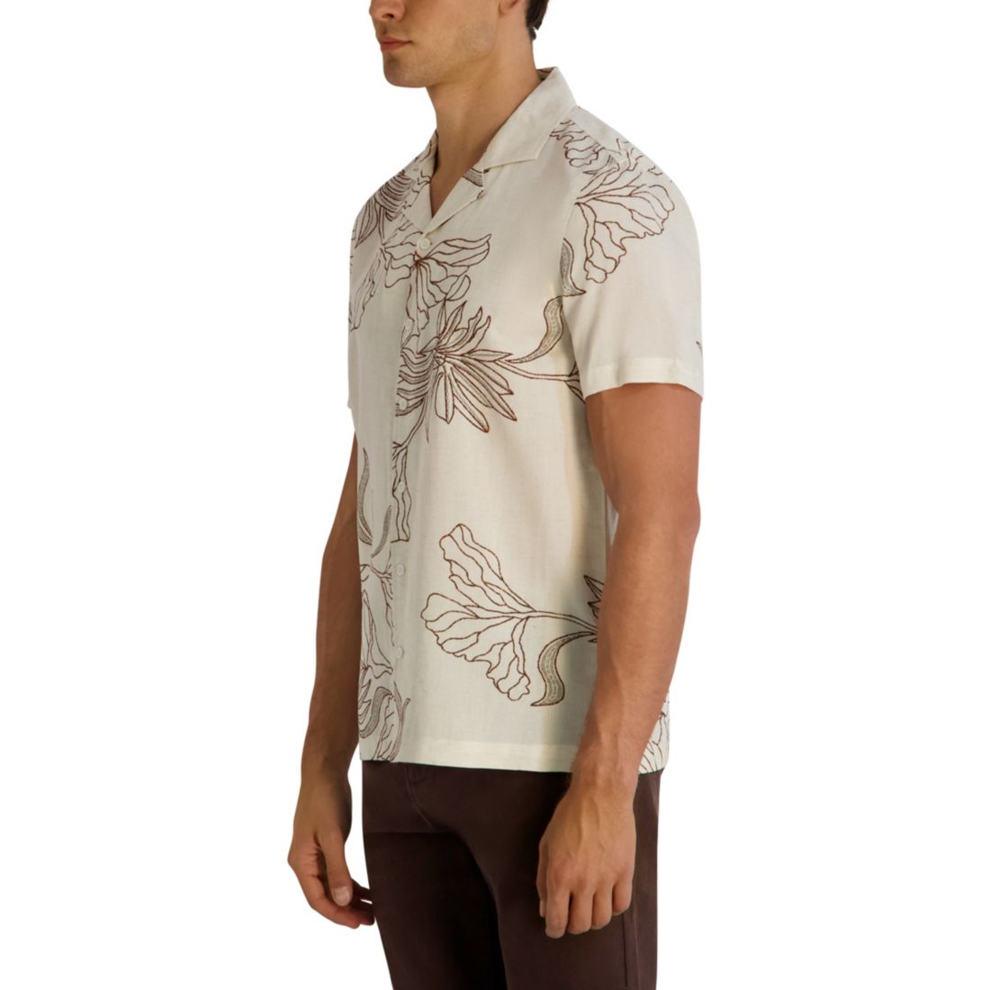 Karl Lagerfeld Paris Men's Regular-Fit Short-Sleeve Printed Floral Shirt
