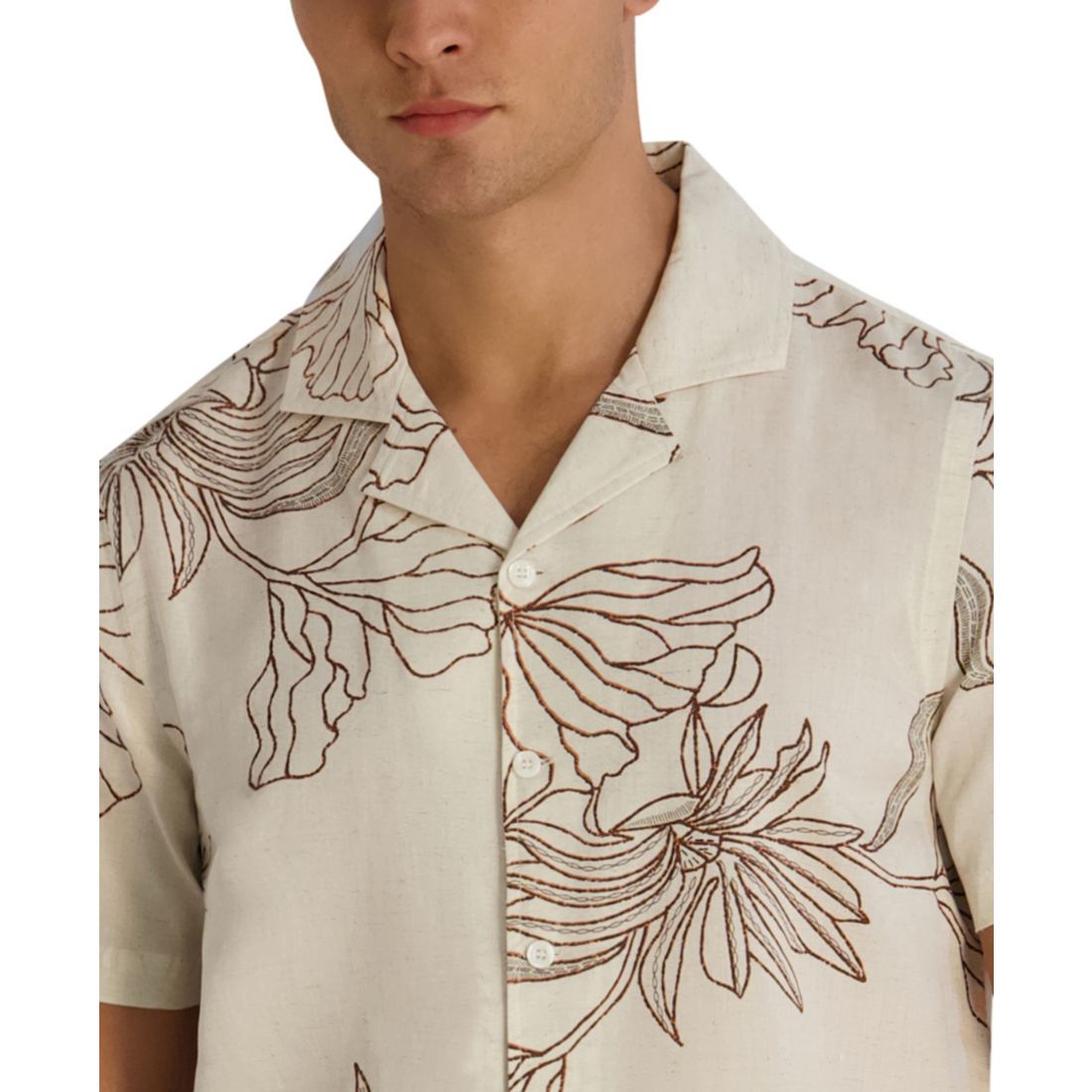 Karl Lagerfeld Paris Men's Regular-Fit Short-Sleeve Printed Floral Shirt