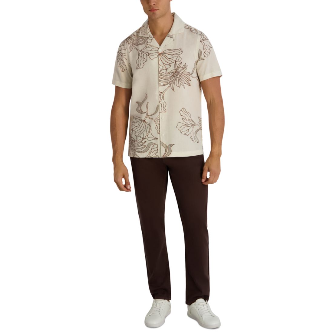 Karl Lagerfeld Paris Men's Regular-Fit Short-Sleeve Printed Floral Shirt