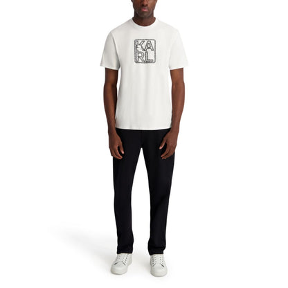 Karl Lagerfeld Paris Men's Solid Logo Tape Crewneck T-Shirt