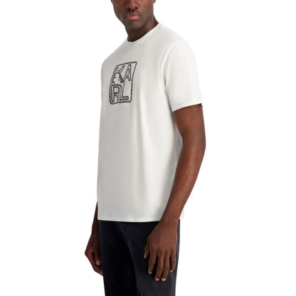 Karl Lagerfeld Paris Men's Solid Logo Tape Crewneck T-Shirt