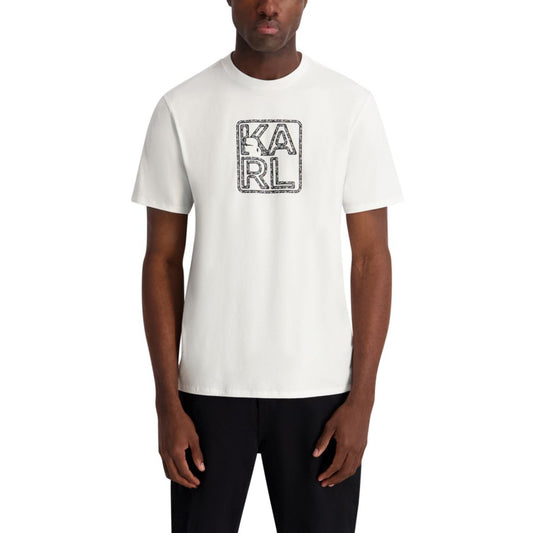 Karl Lagerfeld Paris Men's Solid Logo Tape Crewneck T-Shirt