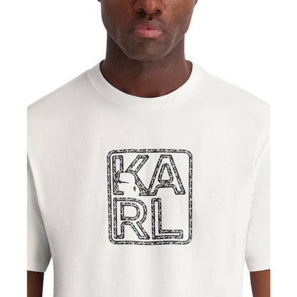 Karl Lagerfeld Paris Men's Solid Logo Tape Crewneck T-Shirt