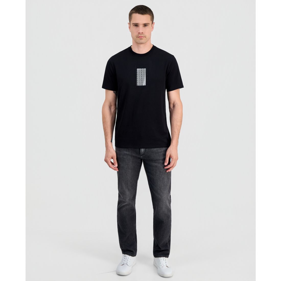 Karl Lagerfeld Paris Men's Studded Logo Crewneck T-Shirt