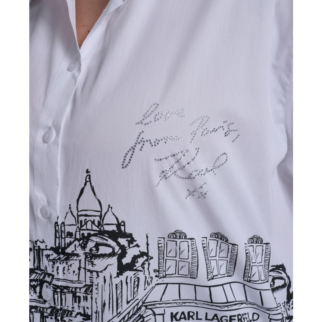 Karl Lagerfeld Paris Plus Size Paris Scene Poplin Short-Sleeve Top