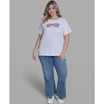 Karl Lagerfeld Paris Plus Size Short-Sleeve Crew Neck Top