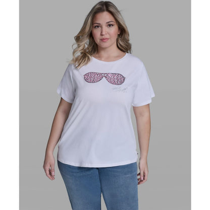 Karl Lagerfeld Paris Plus Size Short-Sleeve Crew Neck Top