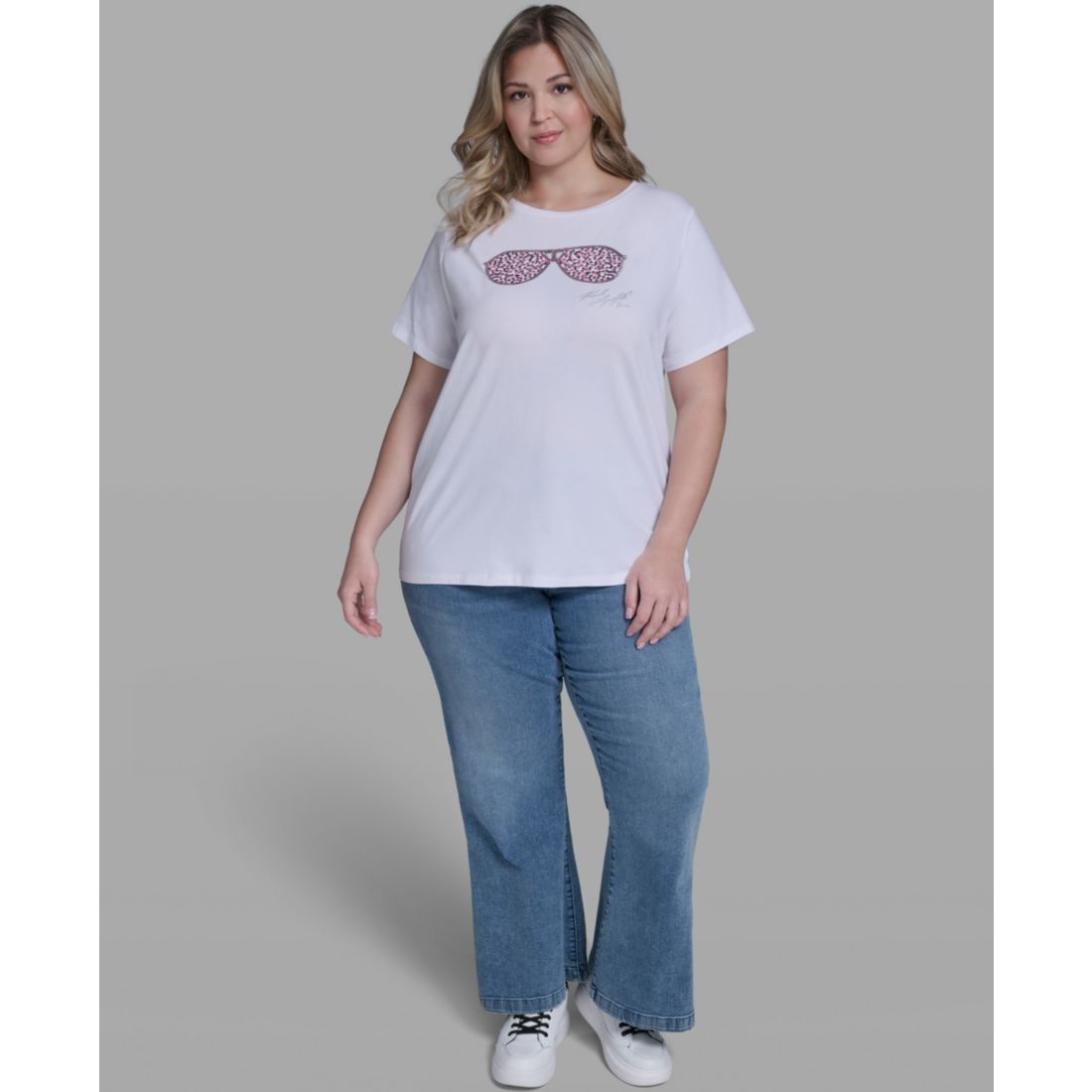 Karl Lagerfeld Paris Plus Size Short-Sleeve Crew Neck Top