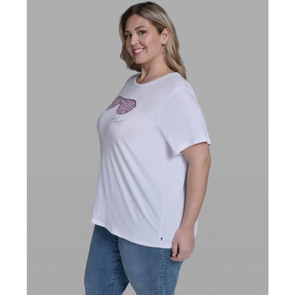 Karl Lagerfeld Paris Plus Size Short-Sleeve Crew Neck Top