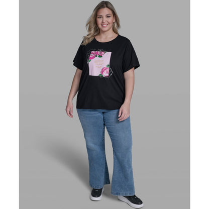 Karl Lagerfeld Paris Plus Size Short-Sleeve Crew Neck Top