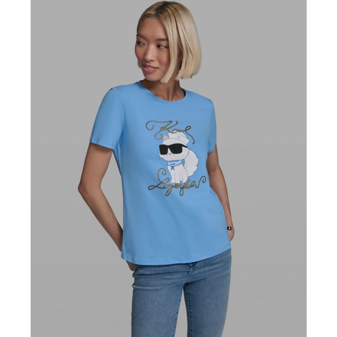 Karl Lagerfeld Paris Women's Short-Sleeve Crewneck T-Shirt