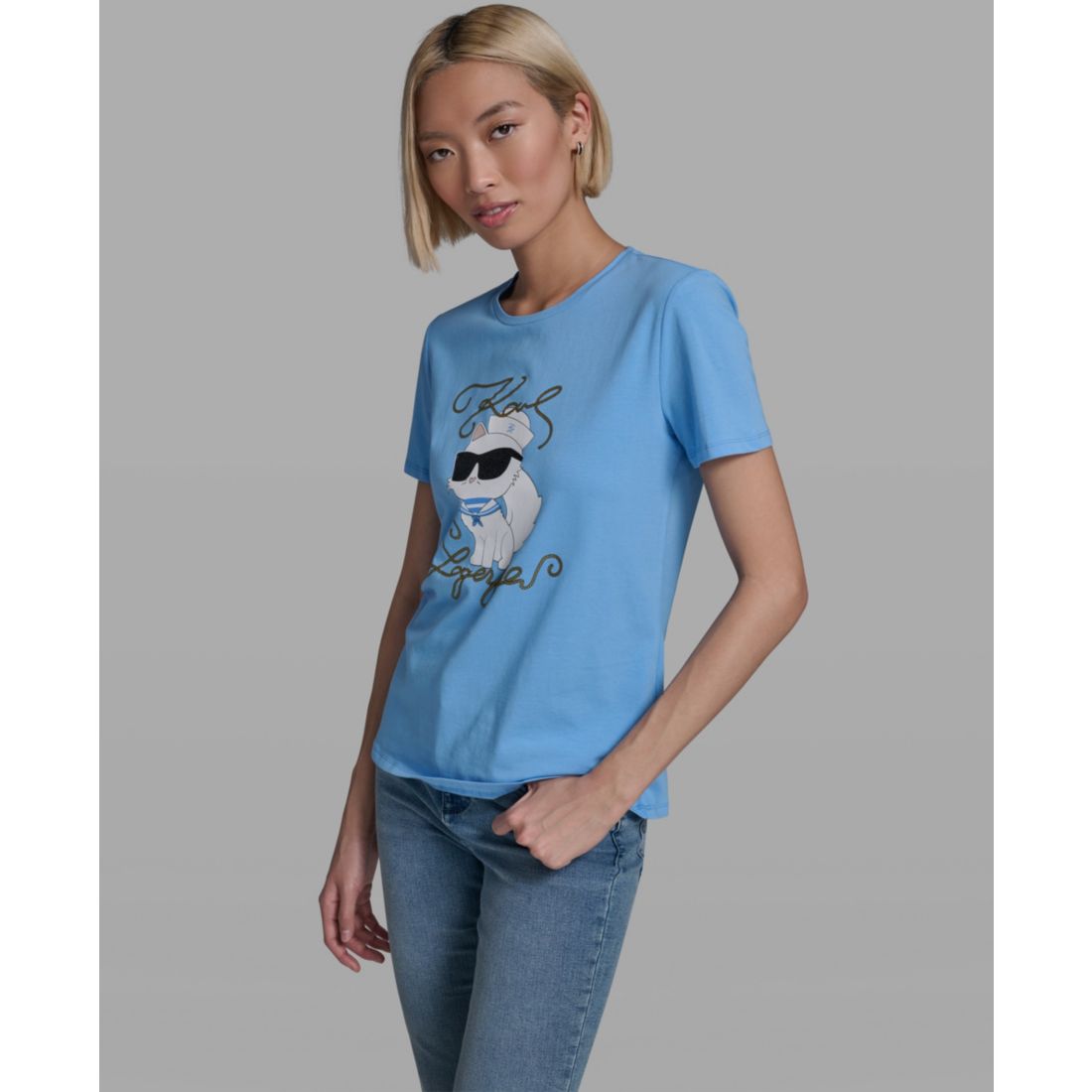 Karl Lagerfeld Paris Women's Short-Sleeve Crewneck T-Shirt
