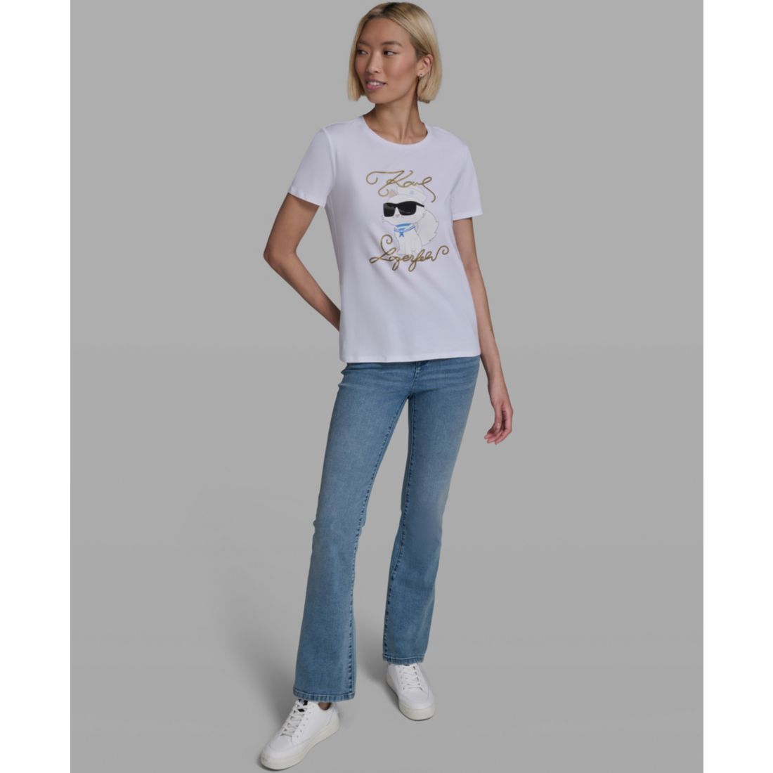 Karl Lagerfeld Paris Women's Short-Sleeve Crewneck T-Shirt