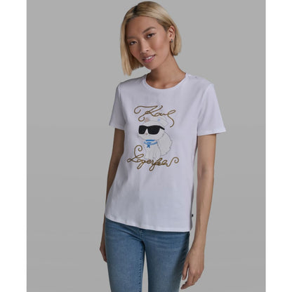 Karl Lagerfeld Paris Women's Short-Sleeve Crewneck T-Shirt