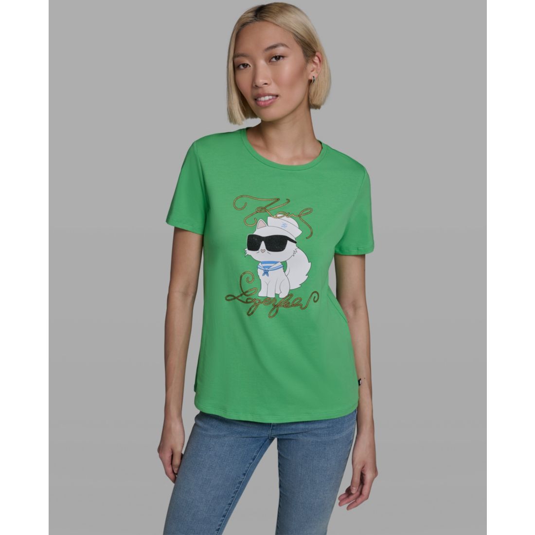 Karl Lagerfeld Paris Women's Short-Sleeve Crewneck T-Shirt