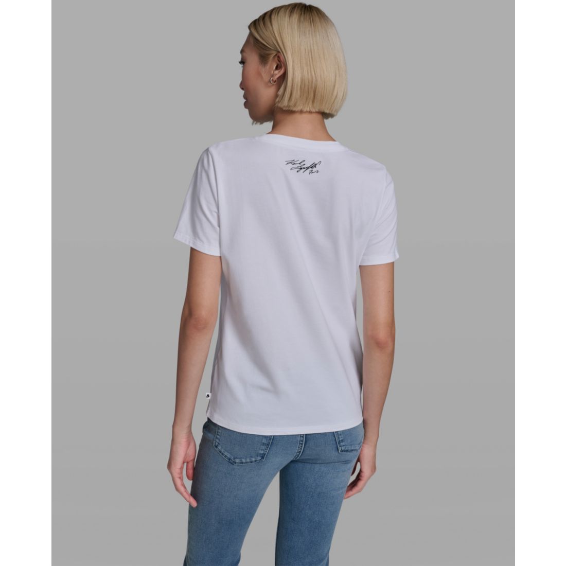 Karl Lagerfeld Paris Women's Rose Print Crew Neck T-Shirt