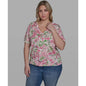Karl Lagerfeld Paris Plus Size Floral Printed V-Neck Top
