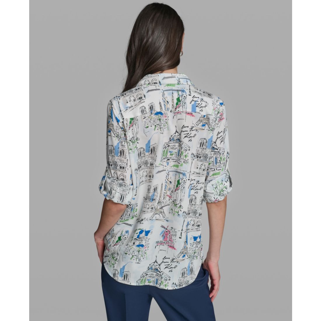 Karl Lagerfeld Paris Women's Long-Sleeve Collared Shirt