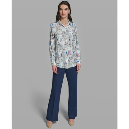 Karl Lagerfeld Paris Women's Long-Sleeve Collared Shirt