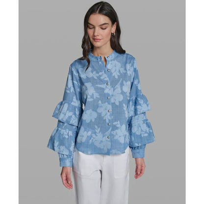 Karl Lagerfeld Paris Women's Long-Sleeve Mock Neck Shirt