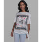 Karl Lagerfeld Paris Women's Karl & Choupette Frame Side Tie Crew Neck T-Shirt