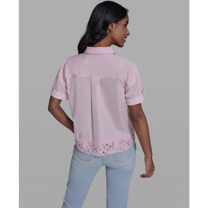 Karl Lagerfeld Paris Women's Collared Short-Sleeve Blouse