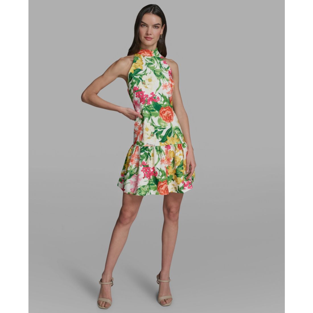 Karl Lagerfeld Paris Women's Floral Print Mock Neck Dress