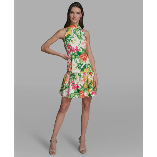 Karl Lagerfeld Paris Women's Floral Print Mock Neck Dress