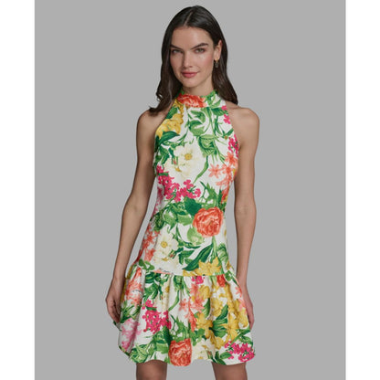 Karl Lagerfeld Paris Women's Floral Print Mock Neck Dress