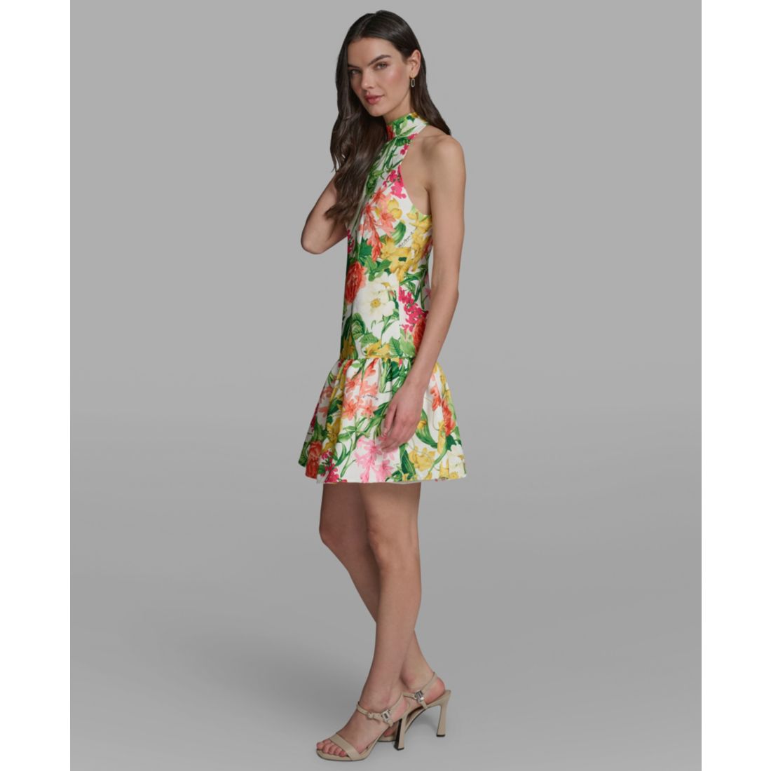 Karl Lagerfeld Paris Women's Floral Print Mock Neck Dress