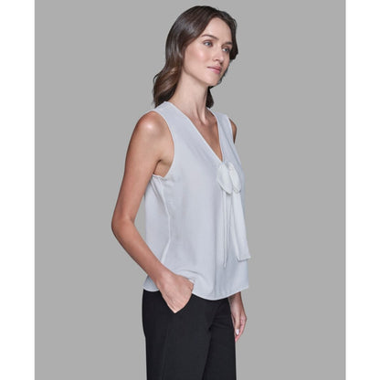 Karl Lagerfeld Paris Women's Sleeveless Bow Detail Top