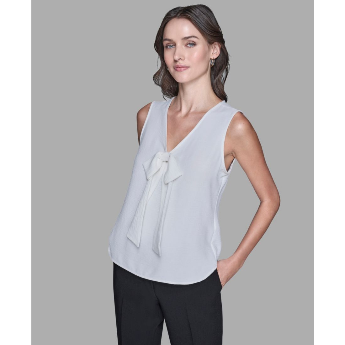 Karl Lagerfeld Paris Women's Sleeveless Bow Detail Top