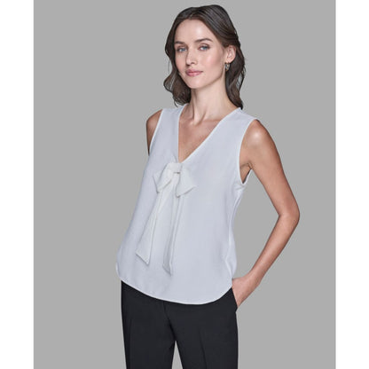 Karl Lagerfeld Paris Women's Sleeveless Bow Detail Top