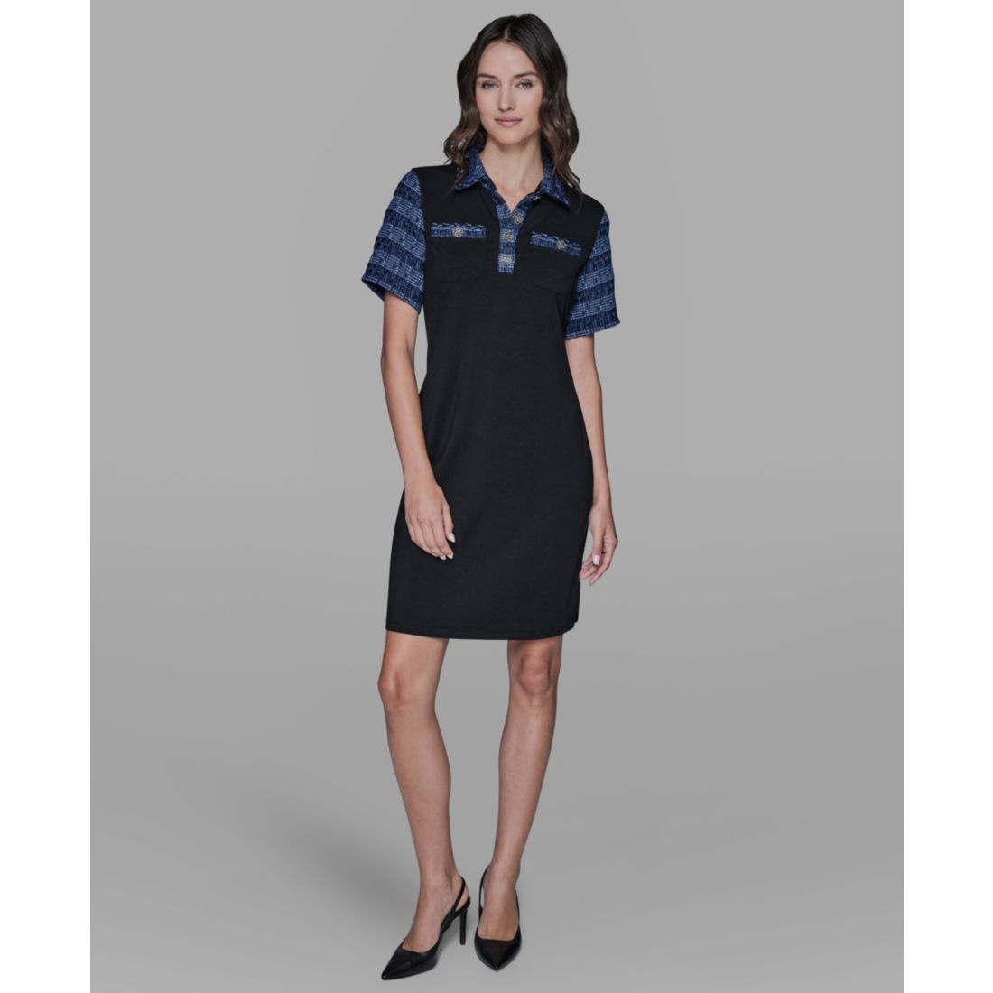 Karl Lagerfeld Paris Women's Polo Collar Pull-On Dress
