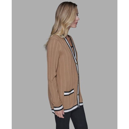 Karl Lagerfeld Paris Women's V-Neck Contrast Cardigan