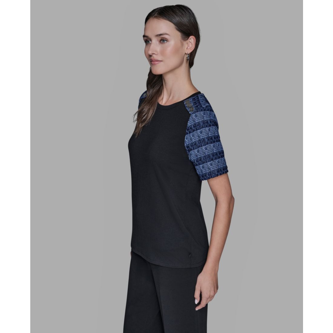 Karl Lagerfeld Paris Women's Raglan Short-Sleeve Blouse