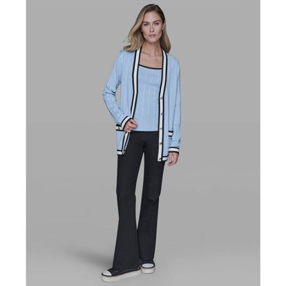 Karl Lagerfeld Paris Women's V-Neck Contrast Cardigan