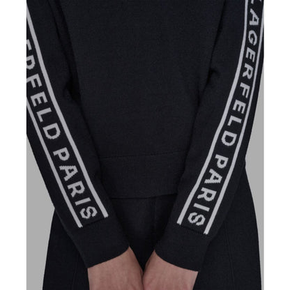 Karl Lagerfeld Paris Women's Logo Tape V-Neck Sweater