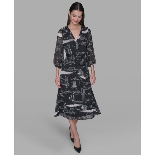 Karl Lagerfeld Paris Women's Surplice Chiffon Shirtdress