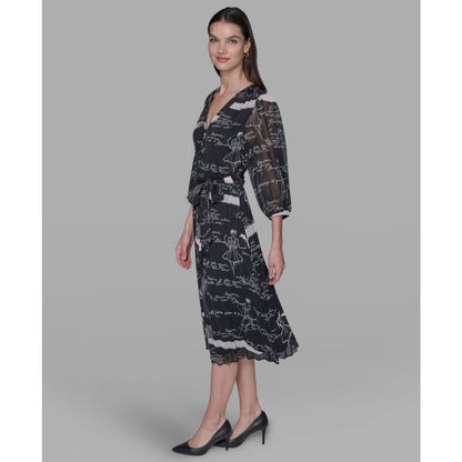 Karl Lagerfeld Paris Women's Surplice Chiffon Shirtdress
