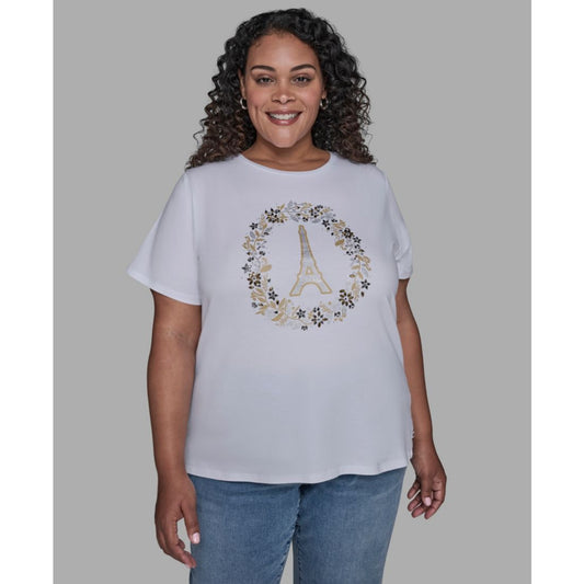 Karl Lagerfeld Paris Plus Size Paris Logo Short Sleeve T-Shirt