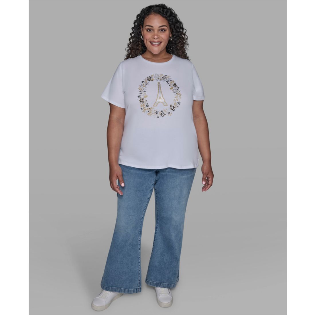 Karl Lagerfeld Paris Plus Size Paris Logo Short Sleeve T-Shirt